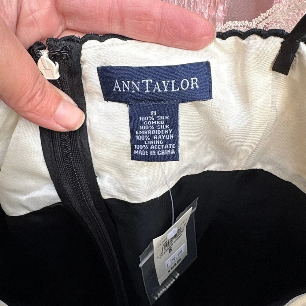 Ann Taylor Black and Cream Silk Dress - Picture 1 of 4